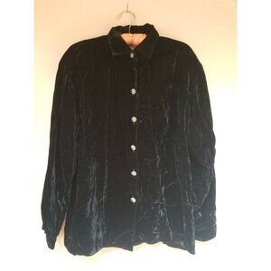 Anna Zapp Designs Vintage Womens Jacket Medium Button Down Black Velvet
